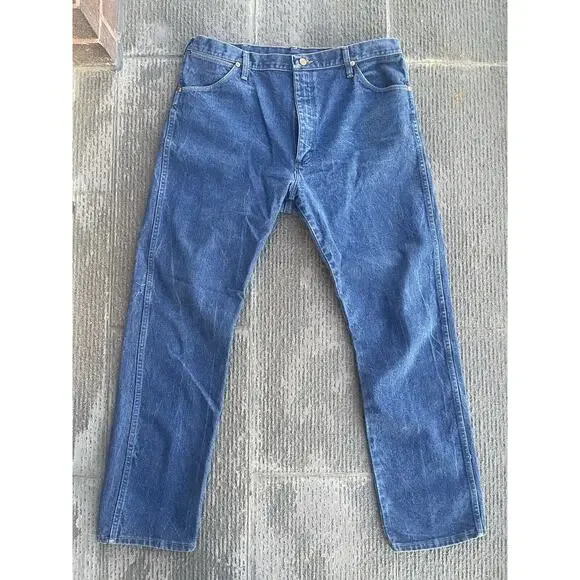 Vintage 90's Wrangler‎ Dark Blue Denim Jeans 13MWZ Made in USA Men's 40x32 - Picture 6 of 7